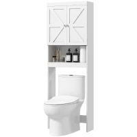 HOMCOM Armoire de rangement dessus des toilettes, meuble de salle de bain placard 2 portes étagère 58,5L x 23l x 170H cm blanc(m-12)