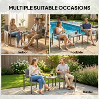 Outsunny 3 Pieces Garden Bistro Set for 2, Outdoor Bistro Table and Chairs with Metal Frame, Plastic Patio Furniture Set(m-7)