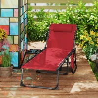 Outsunny Five-Position Reclining Sun Lounger - Red(m-9)