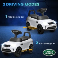 AIYAPLAY 2-in-1 Land Rover Licensed 6V Kids Electric Ride On Car, Sliding Car w/ Headlights, Music, for 18-60 Months, White(m-4)