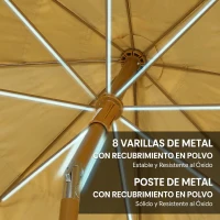Outsunny Sombrilla de Playa con Flecos de Paja Ø178 cm con Inclinación Altura Ajustable UV50+ Bolsa de Transporte Marrón Claro(m-7)