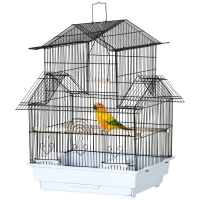 PawHut Gabbia per Uccelli in Metallo e Plastica con Maniglia di Trasporto e Vassoio Estraibile, 50.5x41x63 cm, Bianco(m-11)