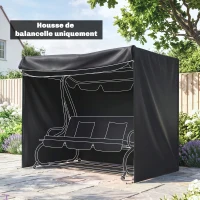 Outsunny Housse de Protection balancelle de Jardin 3 places, bâche étanche et anti-UV 420D, dim. 2,20L x 1,25l x 1,72H m PE Noir(m-15)