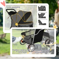 PawHut Carrito para Perros Pequeños con Cesta de Almacenaje Portavasos Ruedas y Cojín Lavable 77x44x102 cm Gris Oscuro(m-6)