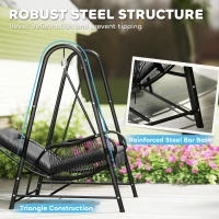 Outsunny Rattan Swing Chair, Outdoor Garden Hanging Swing Seat with Stand and Seat Cushion, Porch Hanging Chair for Balcony, Garden, Deck, Dark Grey(m-6)