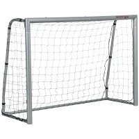 SPORTNOW Fußballtor wetterfest, stabiles Metallgestell, reißfestes Netz, 160H x 240L x 85B cm, Grau(m-1)