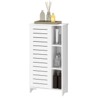 HOMCOM Mobile Bagno con Armadietto Chiuso a 3 Livelli e 3 Ripiani Aperti, in Legno Bianco, 48x24x96.5 cm(m-10)