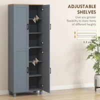 HOMCOM Freestanding Kitchen Cupboard, 4-Door Storage Cabinet with Adjustable Shelves, Modern Kitchen Pantry, 170cm, Grey(m-5)