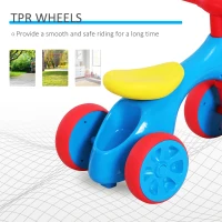 HOMCOM Baby Balance Bike Toddler Training Walker Smooth Rubber Wheels Ride on Toy Storage Bin Gift for Boys Girls Blue Red(m-4)
