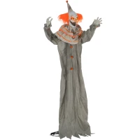 HOMCOM 6' Orange Clown Halloween Animatronic, with Glowing Eyes(m-11)