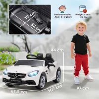 HOMCOM Benz SLC 300  Licensed 12V Kids Electric Ride On, with Music, Remote Control, LED Headlights, Horn, White(m-3)
