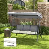 Outsunny Almofada para Banco 128x48x8 cm Almofada para Banco de Jardim Impermeável e Proteção UV 50+ para Jardim Terraço Creme(m-10)