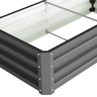 Outsunny Rectangle Raised Garden Bed Box with Weatherized Steel Frame for Vegetables, Flowers, & Herbs, 120 cm x 60 cm x 30.5 cm, Light Grey(m-11)