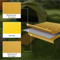 Outsunny Camping Tent with Self Inflatable Mattress, 1 Person Dome Tent with Removable Rainfly and Aluminium Frame, 2000mm Waterproof, Portable with Bags, for Fishing Hiking, Orange/Khaki(m-5)