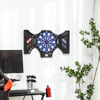 SPORTNOW Panou Electronic pentru Darts cu 6 Săgeți și Ecran LCD pentru 31 de Jocuri, 83x45x4 cm, Negru și Albastru(m-9)
