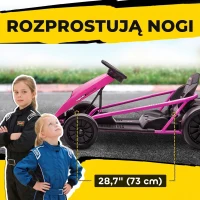 HOMCOM 24 V Elektryczny gokart dla dzieci do 13 km/h Gokart z funkcją driftu, drift-kart z 2 silnikami dla 8–12 lat Różowy(m-6)