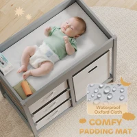 AIYAPLAY Baby Changing Unit with 4 Storage Drawers, Mat for Bedroom Nursery, 84 x 84.5 cm, Grey(m-6)