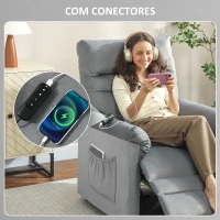 HOMCOM Poltrona Relax com Aquecimento Lombar e Massagem por Vibração Reclinável Função de Memória  82x99x106 cm Cinzento(m-9)