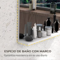 kleankin Espejo de Baño de Pared con Estante Abierto Estilo Moderno para Entrada Pasillo 60x12x40 cm Blanco(m-6)