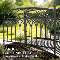 Outsunny Gartenbrücke aus Metall 135,5 cm Teichbrücke mit Sicherheitsgeländern Antik-Optik Rostbeständig einfache Montage(m-4)