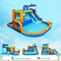 AIYAPLAY Inflatable Bouncy Castle for Kids, Sharks Theme Jumping Bounce House with Slide, Climbing Wall for Indoor Outdoor(m-3)