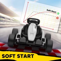 AIYAPLAY 24V Electric Go Kart, Drift Kart with Adjustable Seat, Slow Start, 5-Point Harness, Music, for 6-12 Years, White(m-8)