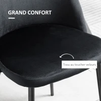 HOMCOM Lot de 2 chaises salle à manger chaise de cuisine scandinave chaise en velours rembourrée avec pieds effilés en métal(m-5)