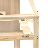PawHut Cage hamster rongeur à 3 niveaux fond amovible de 31 cm de profondeur cabane balançoire 80x50x76cm finition bois naturel(m-13)
