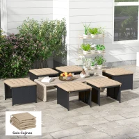 Outsunny Juego de 6 Cojines para Sillas de Comedor 40x40 cm 6 Piezas Cojines para Sillas de Jardín Acolchados con Cintas Caqui(m-2)