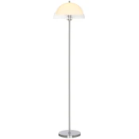HOMCOM Lampă de Podea Modernă cu Abajur Dublu Stratificat, din Metal și Acril, Ø35x150 cm, Albă(m-14)