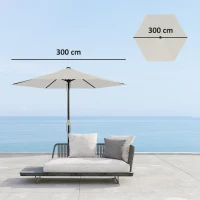 Outsunny Telo di Ricambio per Ombrellone Ø3 m con Prese d'Aria per Telai in Legno e Acciaio, Crema(m-3)
