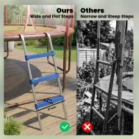 SPORTNOW Trampoline Ladder, 3-Steps with Horizontal Wide Steps, Universal Hook, Galvanised Steel Frame, 150kg Load Capacity(m-5)