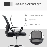 Vinsetto Ergonomic Mesh Back Drafting Chair, Tall Office Chair, Draughtsman Chair with Adjustable Height and Footrest 360° Swivel, Set of 5(m-6)