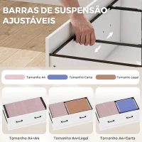 HOMCOM Arquivador com Portas de Vidro e Gaveta, Armário de Escritório com Barras Ajustáveis para Arquivo, 75x40x141 cm, Branco(m-10)
