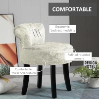 HOMCOM Dressing Table Stool with Rubber Wood Legs, Ice Velvet Vanity Stool for Living Room Bedroom, Beige(m-4)