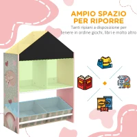 ZONEKIZ Scaffale Portagiochi per Bambini con Ripiani e Cassetti Rimovibili, Rosa(m-4)