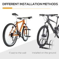 HOMCOM Bike Stand Parking Rack Floor or Wall Mount Bicycle Cycle Storage Locking Stand 76W x 33D x 27H (3 Racks, Black)(m-9)