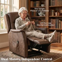 HOMCOM Power Lift Recliner Chair, Dual Motor Electric Lift Chair for Elderly with Remote Control, Brown(m-5)