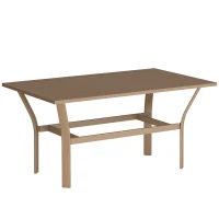 Outsunny Metal Garden Coffee Table, Rectangular Outdoor Side Table with Slatted Tabletop, Foot Pads for Outside, Garden, Balcony, Porch, 91.5 x 55 x 45cm, Brown(m-1)