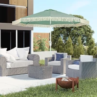 Outsunny Parasol de jardin parasol extérieur inclinable parasol à franges avec manivelle 8 baleines dim. Ø 2,65 x 2,45 H m vert(m-10)