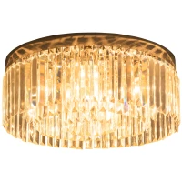 HOMCOM Crystal Ceiling Light Modern Chandeliers w/ Stainless Steel Base 10 Lights Elegant Flush Mount Ceiling Lighting for Living Room, Bedroom, Hallway, Bar, Cloakroom(m-10)