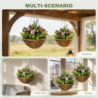 Outsunny Set of Two Hanging Lisianthus Flower Pots - Pink/Green(m-5)