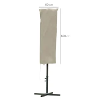 Outsunny Copertura per Ombrellone Impermeabile, Copri Ombrellone da Giardino Antistrappo, Cachi Φ63 x 164cm(m-3)