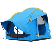 Outsunny Autozelt Campingzelt, 3 Türen, wetterbeständig, 239cm x 210cm x 210cm, Orange + Blau(m-1)
