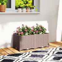 Outsunny Plastic Raised Garden Bed with Legs, Self Watering Elevated Planter Boxes with Drainage Holes and Plugs(m-10)