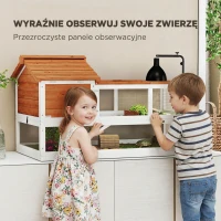 PawHut Terrarium dla żółwia drewniany domek wybieg dwupoziomowy z uchwytem na lampę i tacą 116x70,5x69,5 cm pomarańczowy(m-6)