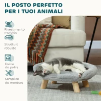 PawHut Cuccia Divanetto per Cani e Gatti Sfoderabile in Peluche con Schienale, 47x40x20 cm, Grigio(m-6)