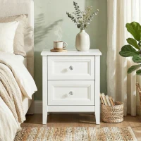 HOMCOM Nightstand with 2 Drawers Modern Bedside Table for Bedroom Living Room White(m-9)