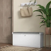 HOMCOM Banc à chaussures avec tiroir rabattable, coussin d'assise et étagère réglable, 100 x 26 x 48 cm, blanc(m-2)
