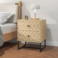 HOMCOM Mesita de Noche con 2 Cajones Cajonera de Madera para Dormitorio Armario Almacenamiento 48x39,5x60 cm(m-10)